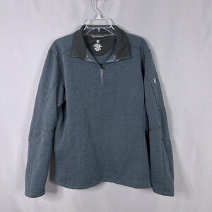 Kuhl Sweater Mens Large Revel 1/4 Zip Fleece Blue Pullover Outdoor Hiking